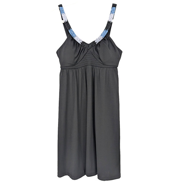 Candie's Dresses & Skirts - VTG Y2K Candies Black Beaded Neckline Babydoll‎ Baddie Jersey Mini Dress Medium